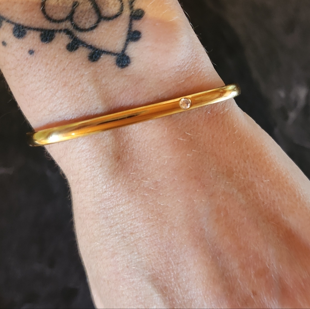 Gold Bangle Bracelet with Diamond Accent